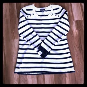 Navy and white, pea n the pod maternity sweater